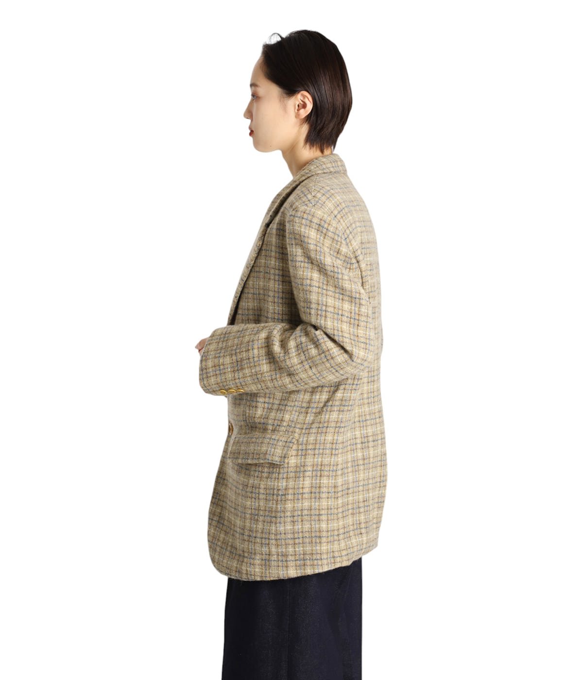 レディース】PLAID TWEED NOTCHED LAPEL JACKET | FUMIKA_UCHIDA