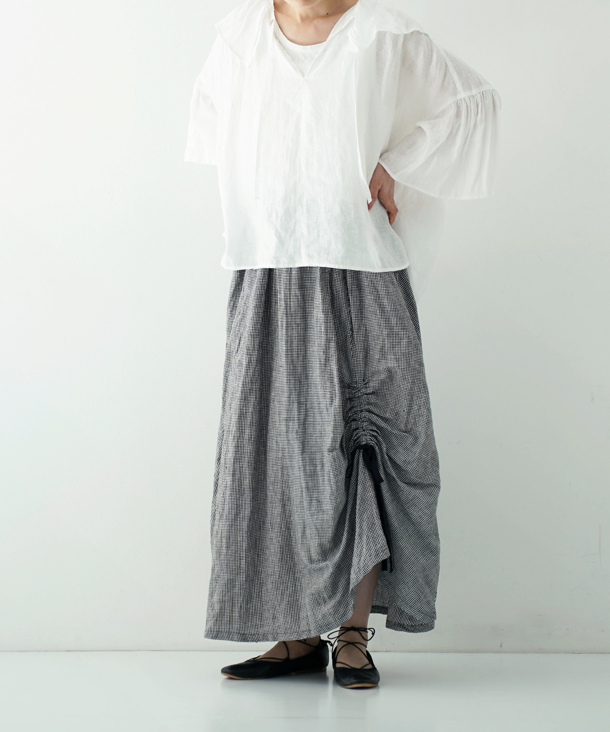 UpcycleLino] ギンガムドロストスカート｜nest Robe / CONFECT ONLINE SHOP