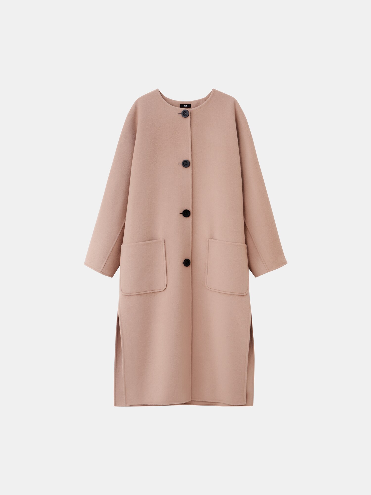 PLST(プラステ)公式 | ウールブレンドリバーカラーレスロングコート