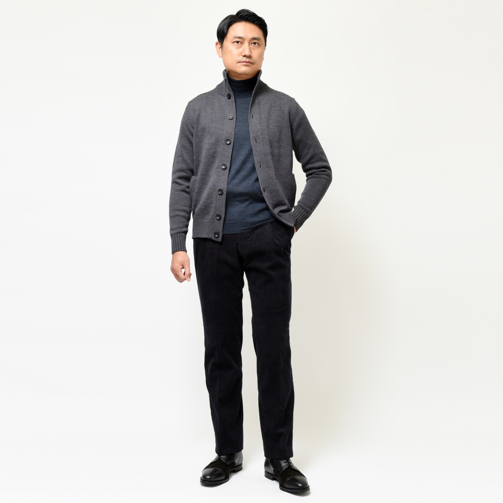 ZANONE（ザノーネ）5ゲージウールソリッドスタンドカラーニット