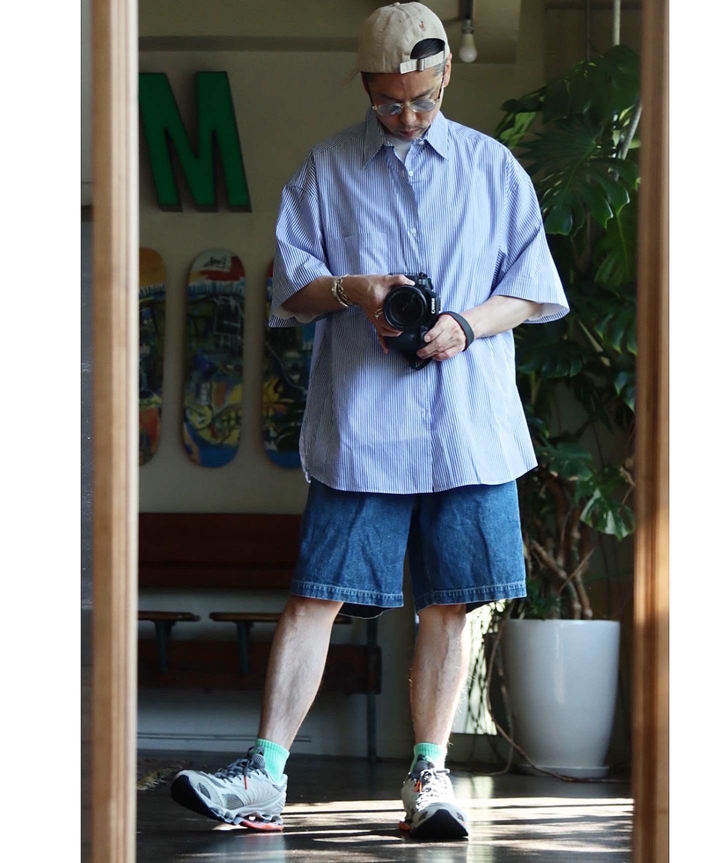 Graphpaper 22SS Broad Stripe S/S Oversized Regular Collar Shirt