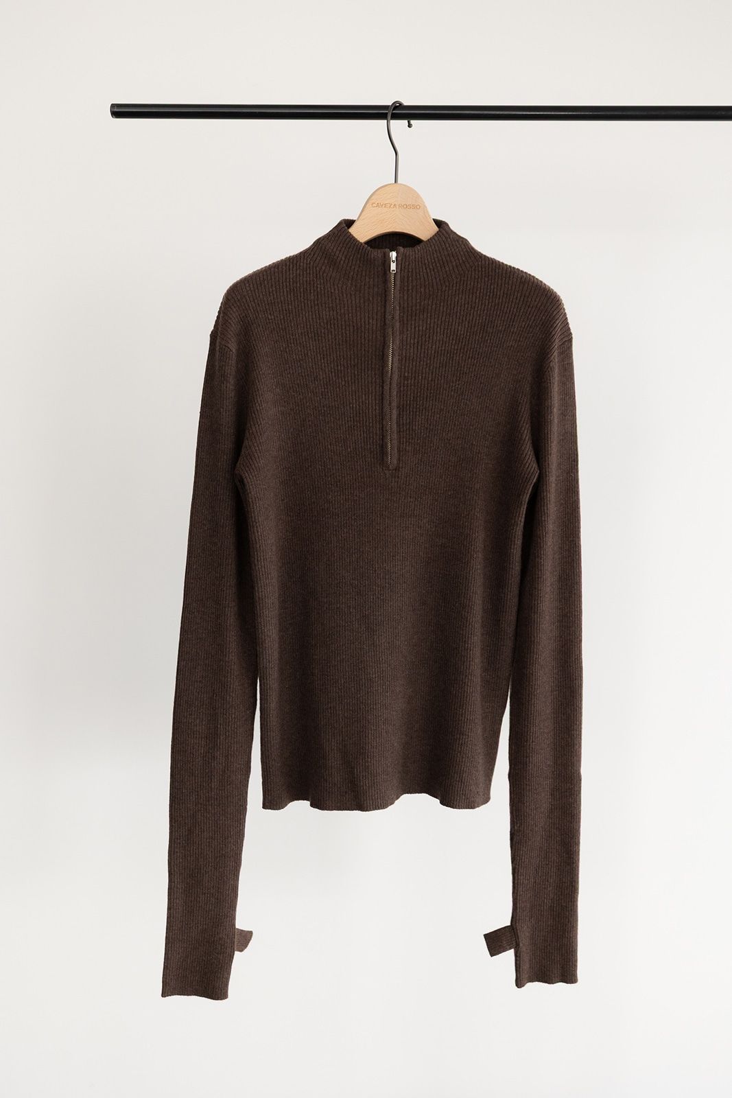 CAVEZA ROSSO - ハンドウォーマージップニットトップス (ブラック