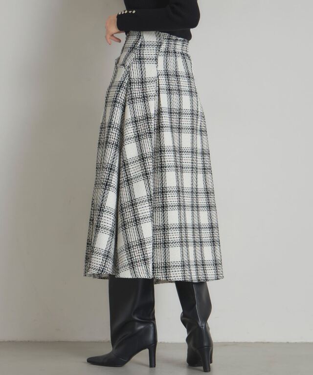 ツイードチェックフレアスカート