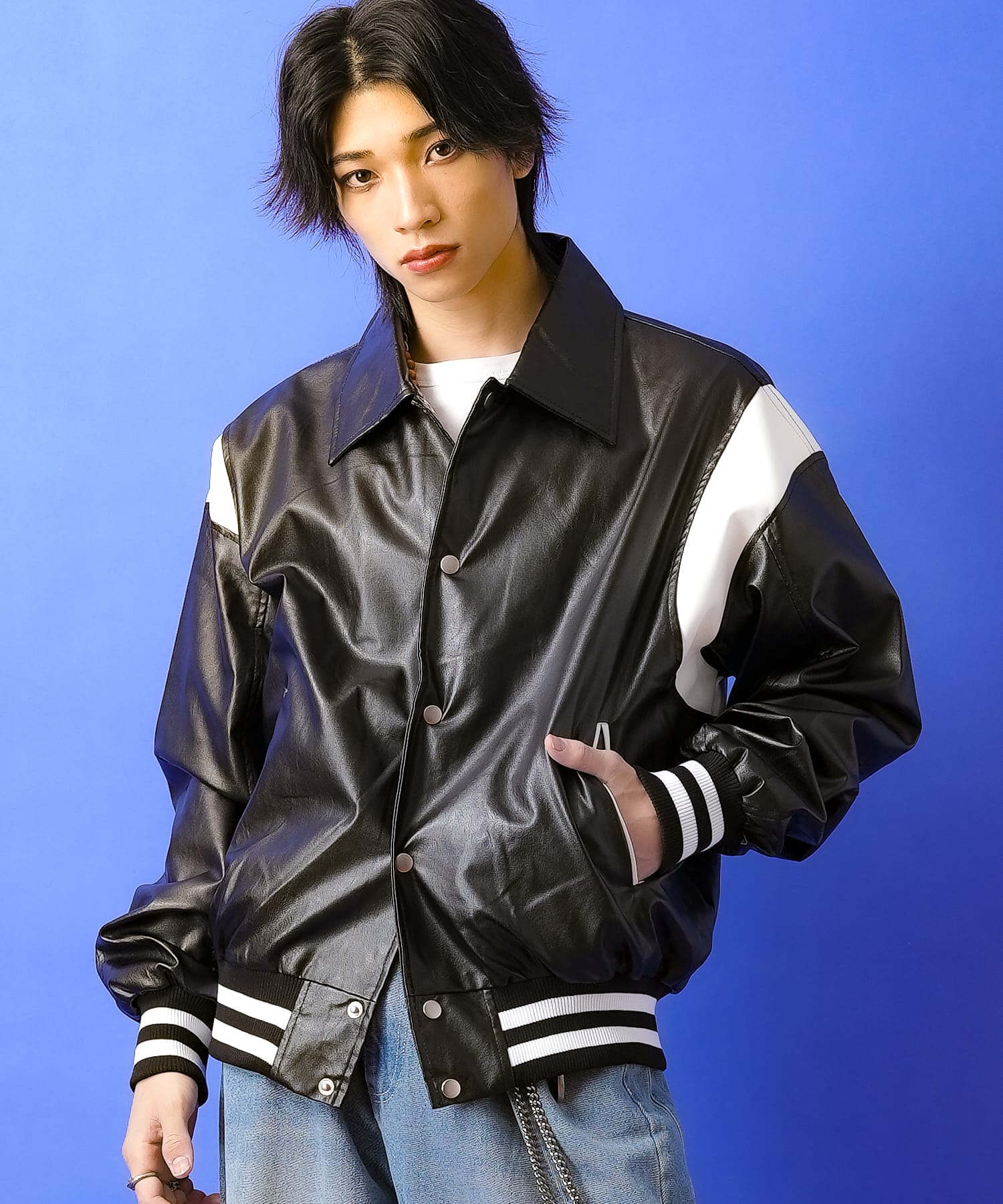 合成皮革スタジャン / メンズ レディース ユニセックス オーバーサイズ