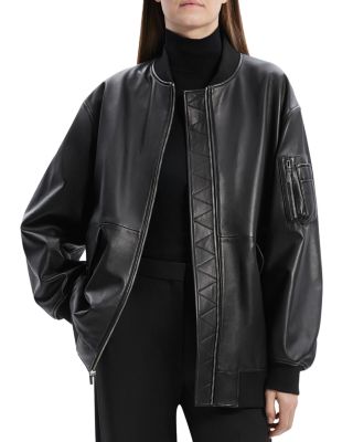 Theory Oversized Leather Flight Jacket | Bloomingdale's