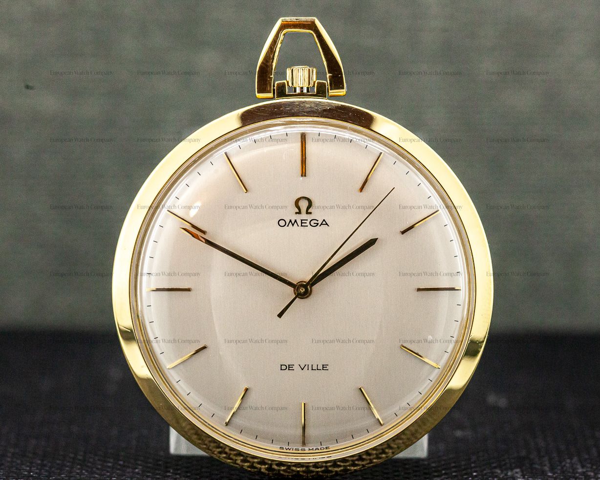 31656) Omega Omega DeVille Vintage Pocket Watch 18K YG 44MM
