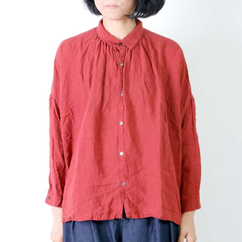 ICHI Antiquites (イチアンティークス) カラーリネンギャザーシャツ