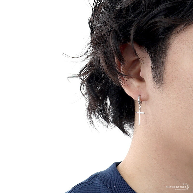 ピアス クロスフープピアス シルバー925 S925 メンズ レディース