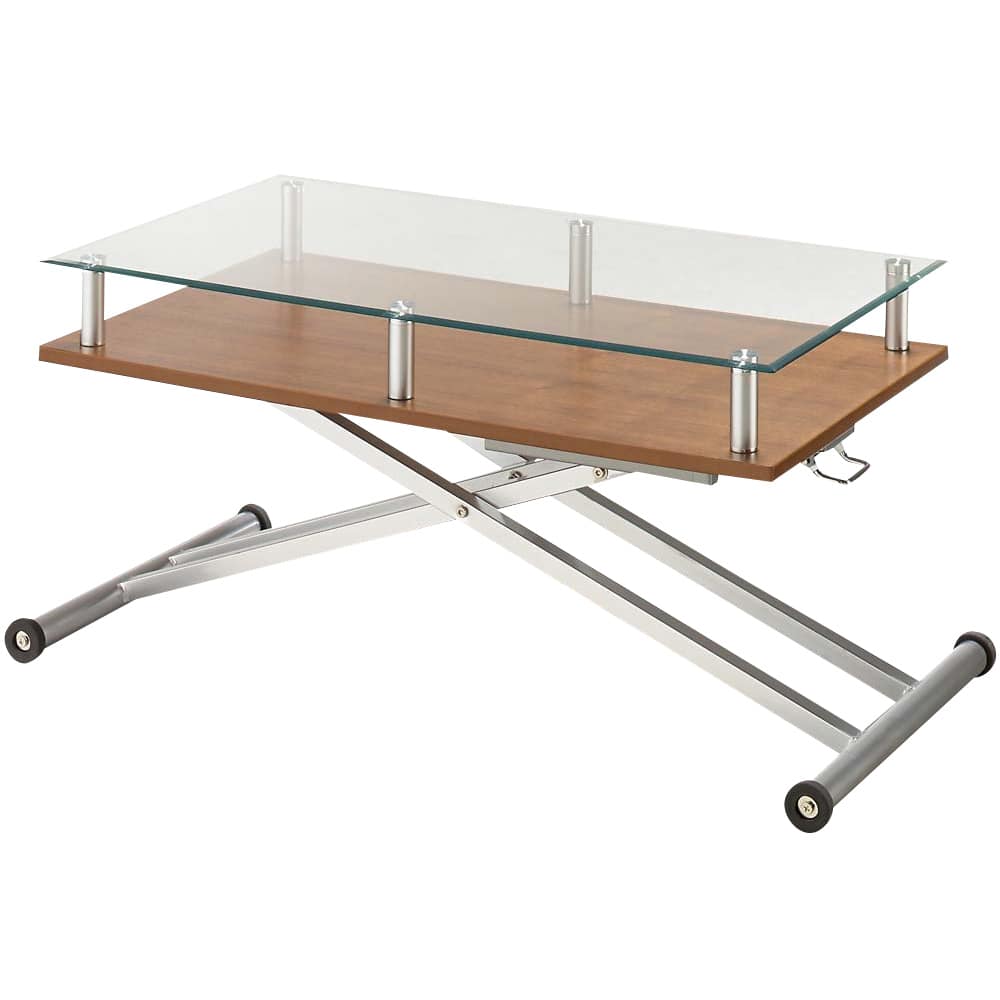 飛散防止フィルム貼りガラス 二重天板昇降式リフティングテーブル 幅