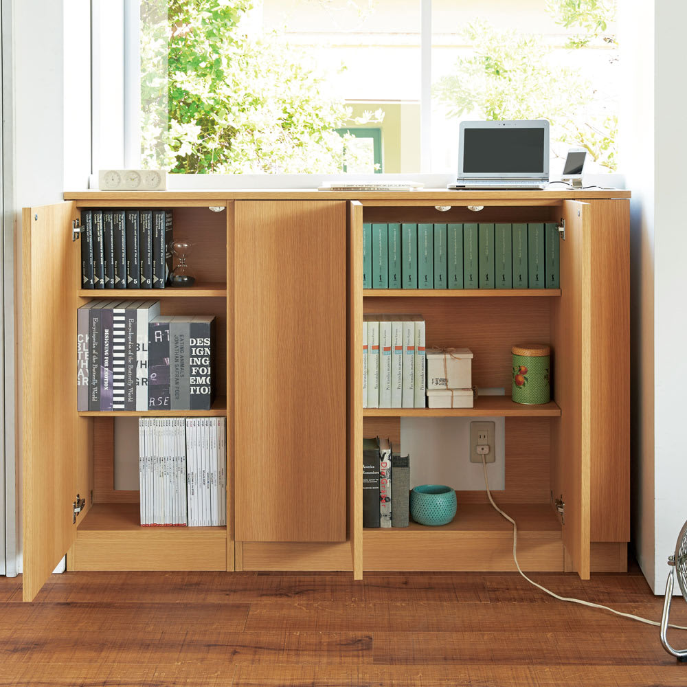 配線すっきりカウンター下収納庫 4枚扉 《幅120cm・奥行20cm・高さ60