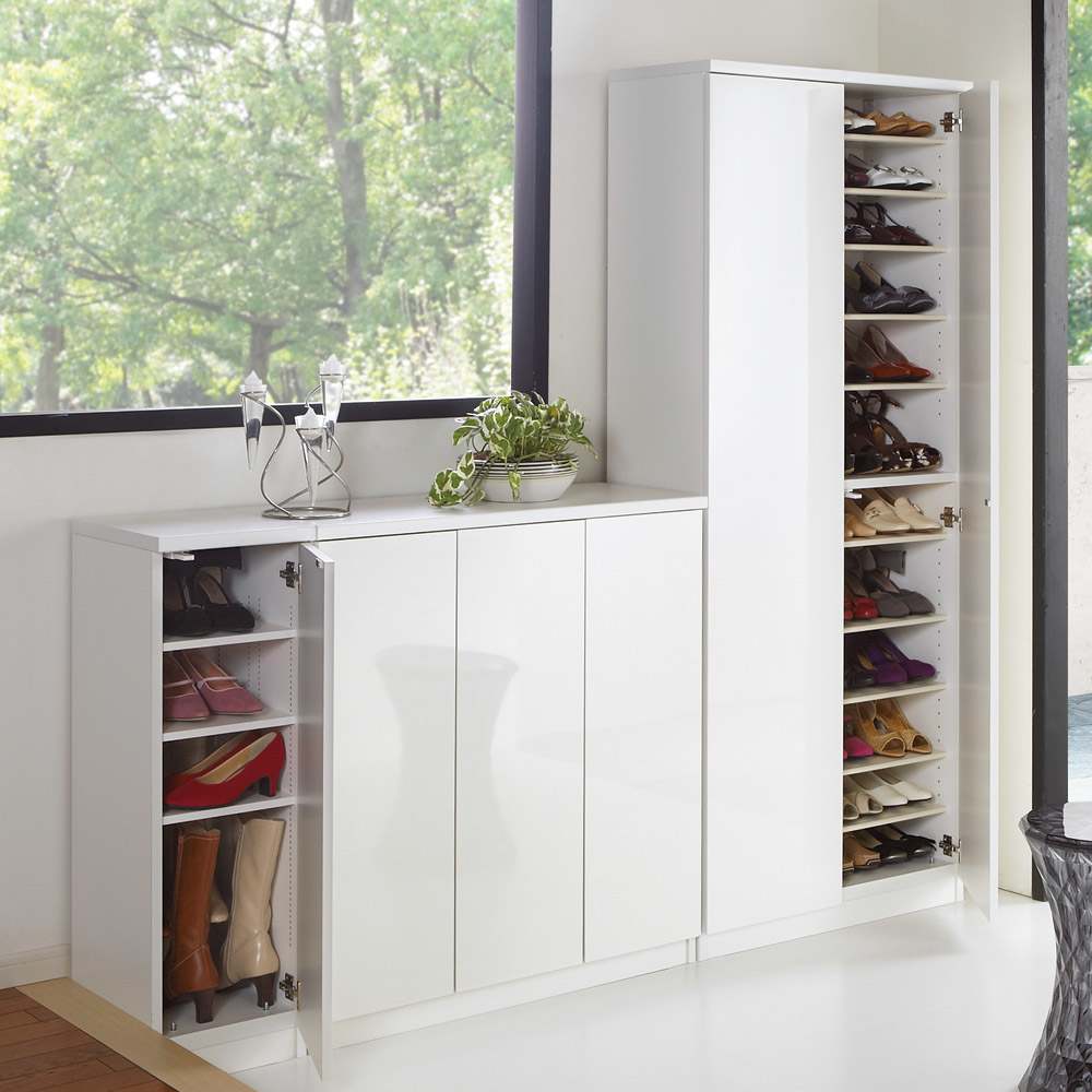 前面ミラー＆板戸シューズボックス ハイタイプ・幅75.5 高さ180cm 通販