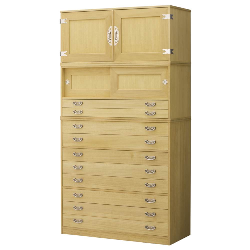 本格派の着物収納】総桐着物収納ユニットタンス 3点セット引き出し8段