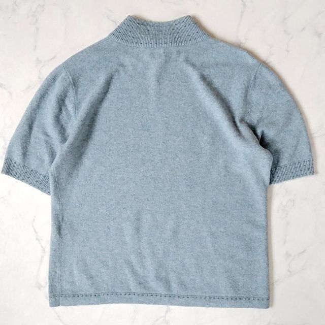 DAKS - ダックス アンサンブルニット くすんだ水色 ビーズ カシミヤ混