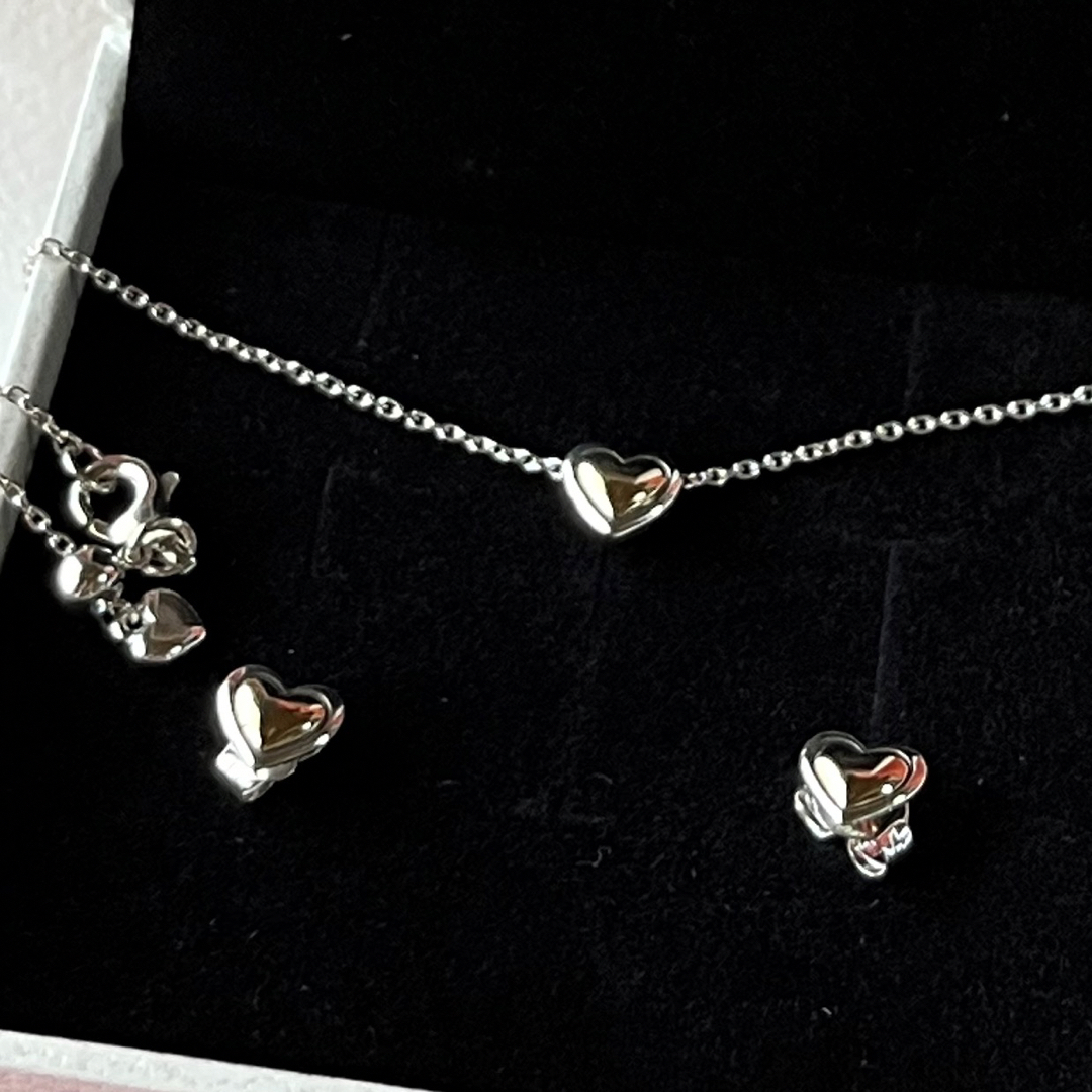 PANDORA - PANDORAパンドラ ツートンハート ピアス・ネックレス セット