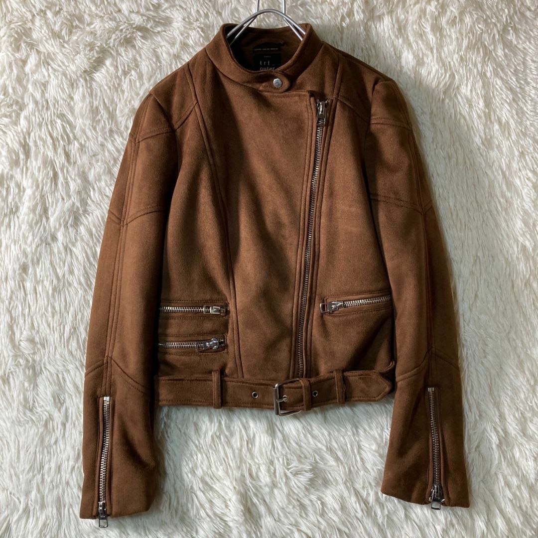ZARA - 美品 ZARA ザラ フェイクスエード ダブルライダースジャケット