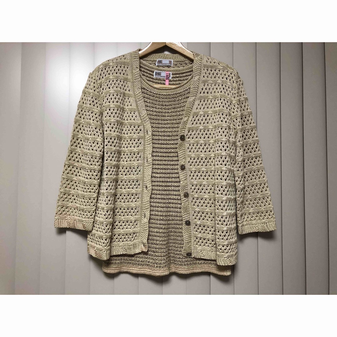 DAKS - DAKS ダックス 七分袖 麻混 ニットアンサンブル（L）の