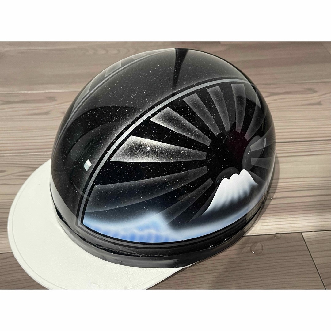 波 ラメ 黒 シルバー 富士日章 コルク半 ヘルメットの通販 by paint