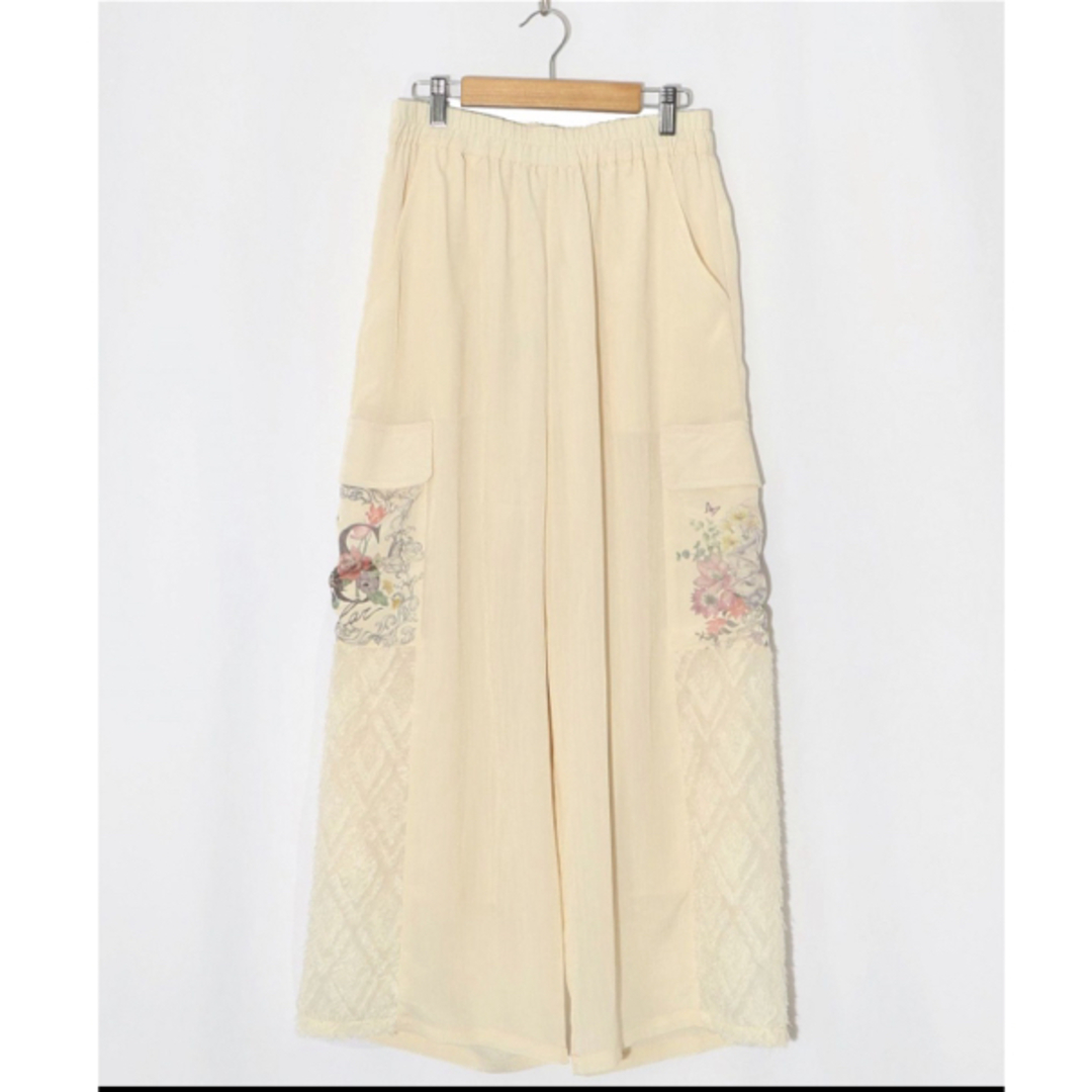 iS ScoLar - iS ScoLar 花蝶フリンジシフォン 異素材MIXカーゴパンツの