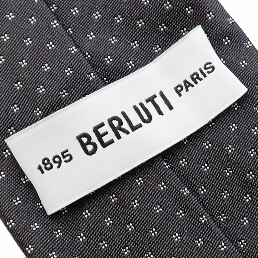 美品 ベルルッティ カリグラフィスクリットシルクネクタイグレー