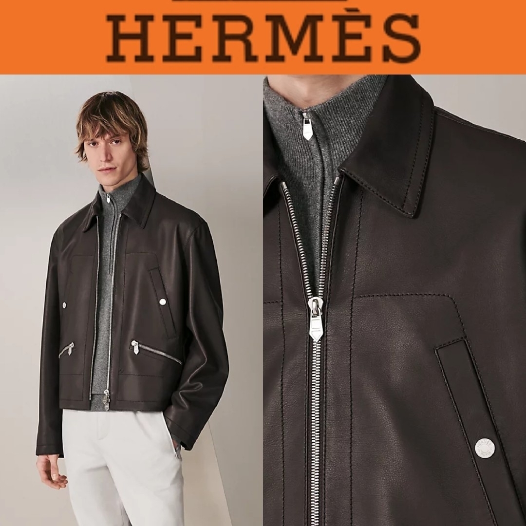 HERMES - 定価260万 顧客完売 エルメス レザージャケット 46 ブラウン