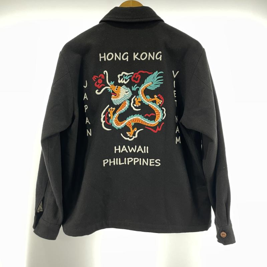 中古】HOUSTON MELTON TOUR JACKET DRAGON BLACK サイズL メルトン