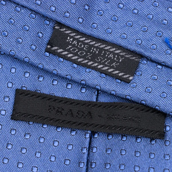 プラダPRADA シルクピンドットネクタイ 青 (K-165710)