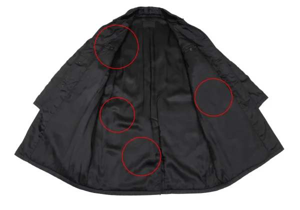 プラダPRADA ハラコ切替ナイロンステンカラーコート 黒L (K-167372)