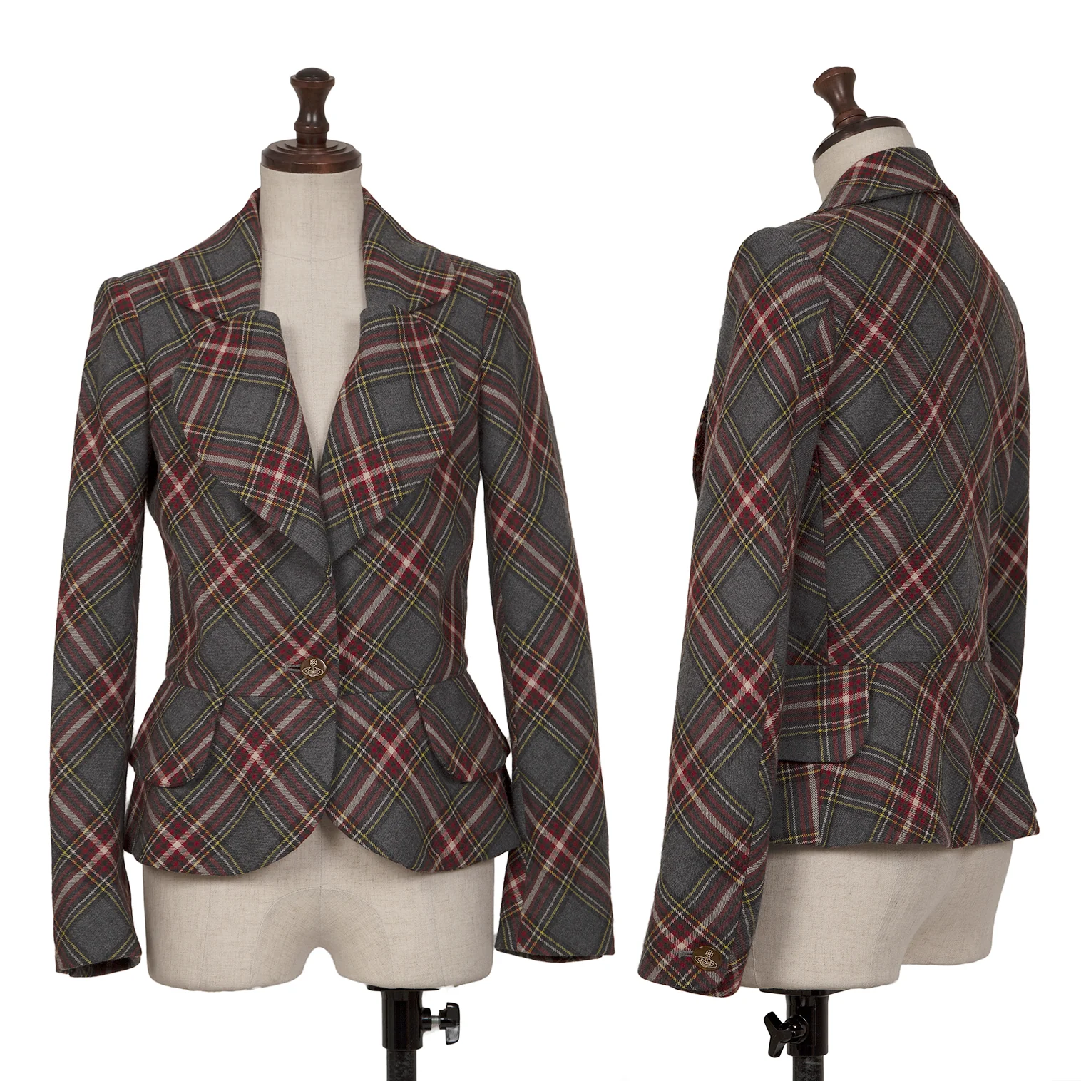 Vivienne Westwood Red Label Check Wool Love Jacket & Skirt Grey 2