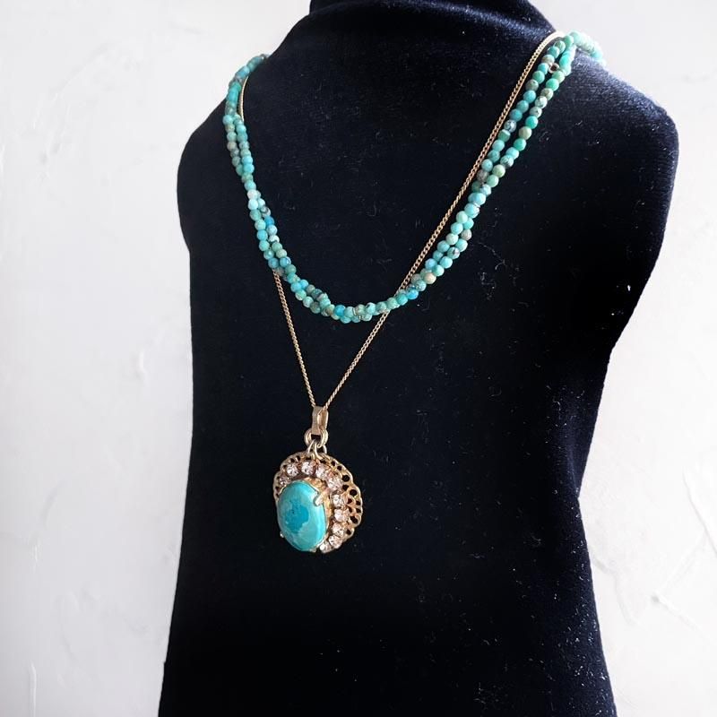 天然 ターコイズ ネックレス ゴールド 14KGF チェーン ネックレス