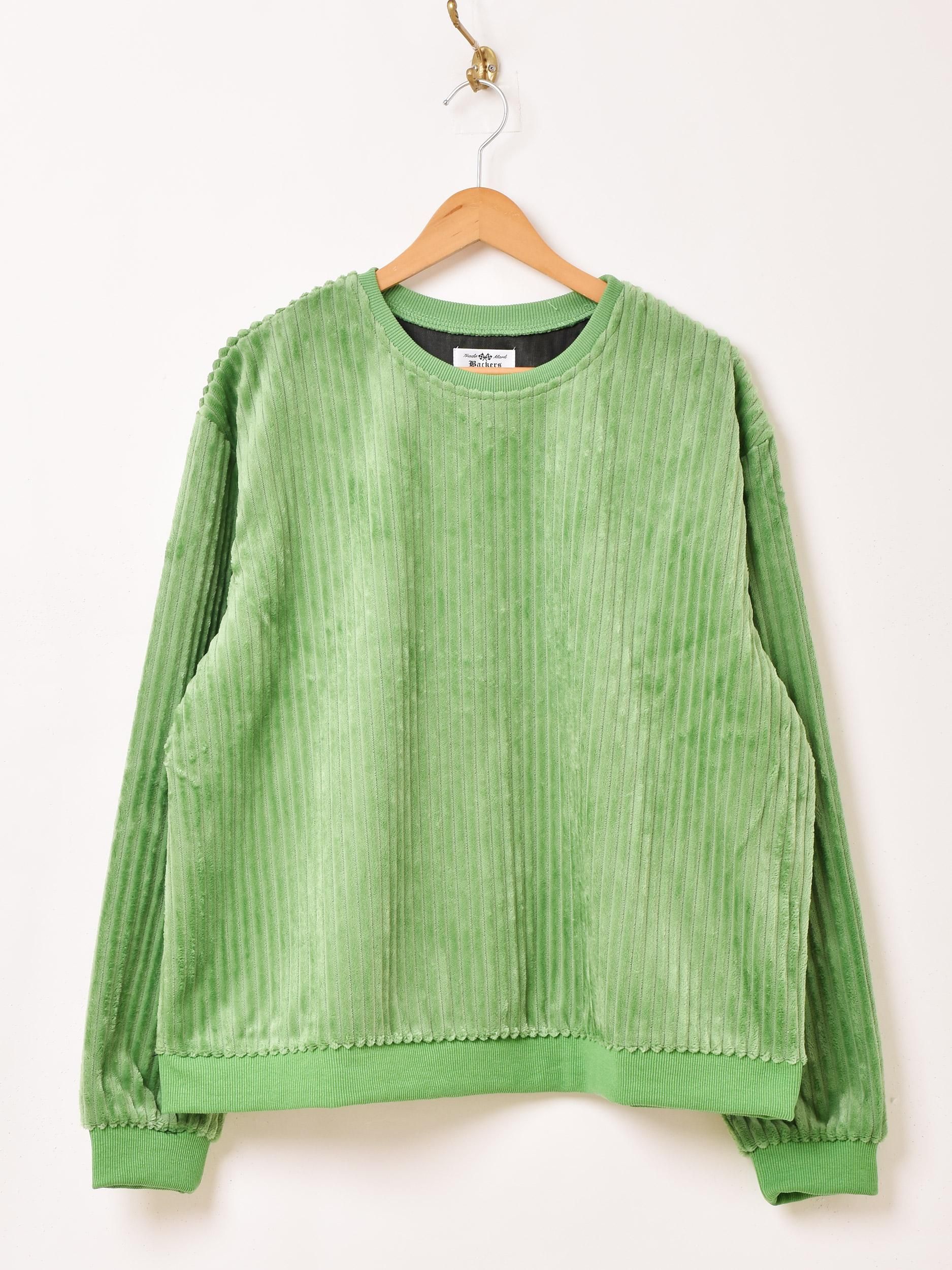 5色展開】「Backers」ストライプ ベロア トップス グリーン - 古着屋