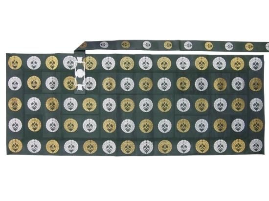 五条袈裟 夏用 大五条袈裟 下藤紋 絽無地 緑No.4 白金紋／お仏具・法衣