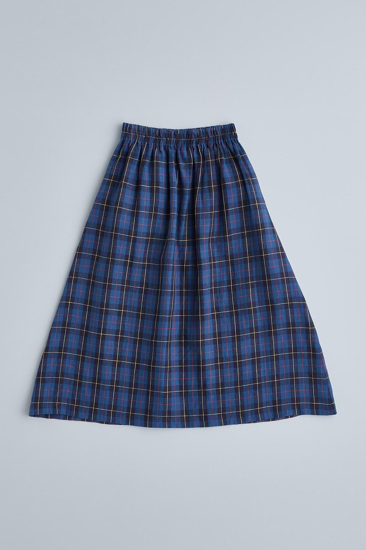 linen cut-in pocket skirt ～tartan check～ - atelier naruse