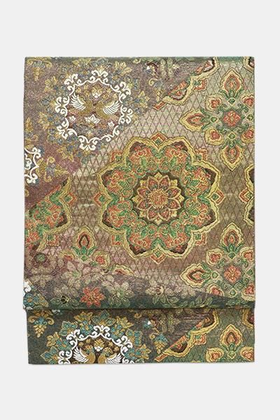 あおき【帯5040】佐波理綴 袋帯 銘「裂取華鏡図」 - 銀座きもの青木