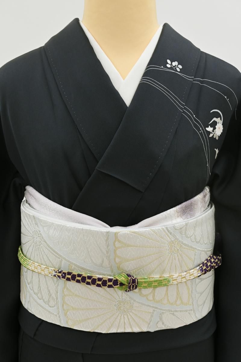 銀座【L-8520】袋帯 淡いわすれなぐさ色 菊青海波文 - 銀座きもの青木