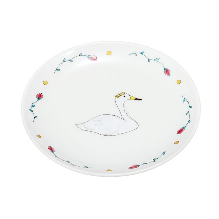 5号皿 白鳥 ティアラ | オリメ - 九谷焼専門店の陶らいふ