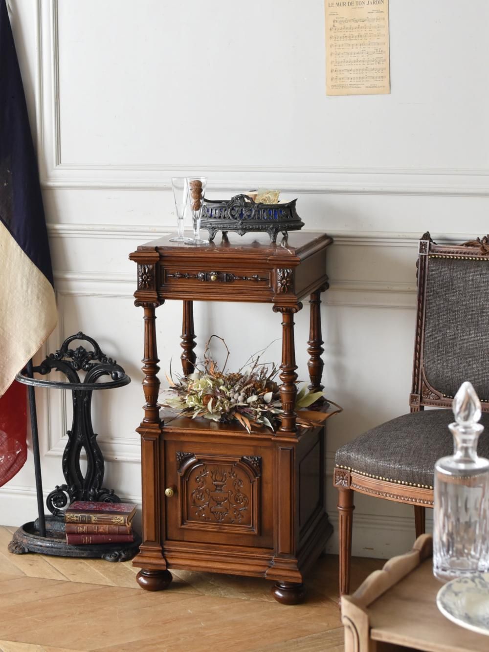 フランスアンティーク家具 マーブルトップナイトテーブル.29 スモール