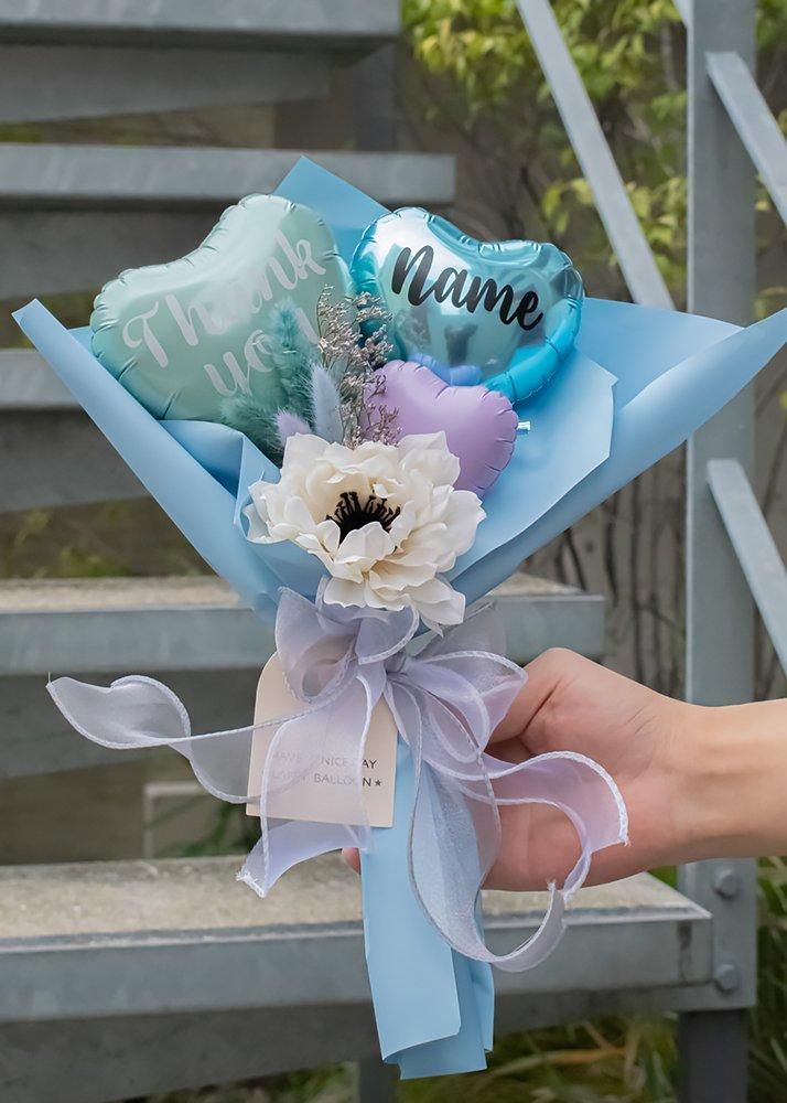 卒業バルーンブーケ】thank you blue bouquet | ラッピーのバルーン電報