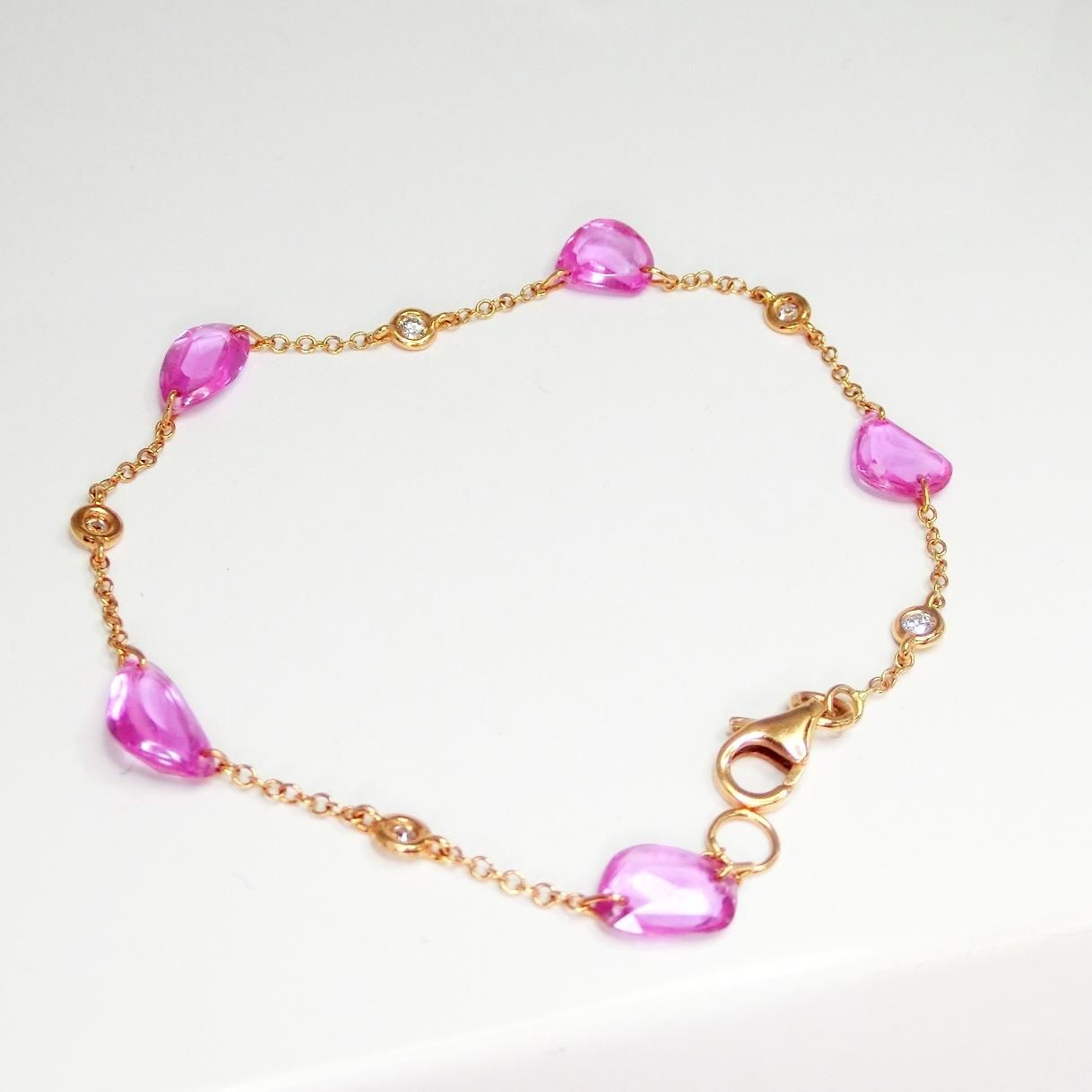 K18PG ピンクサファイア ダイヤモンドブレスレット Ps 5.79ct D