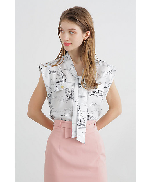 ◇ヨットプリントボウタイブラウス（0314110582