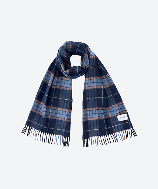 カシミヤ100％紡毛チェックマフラー 2443152044