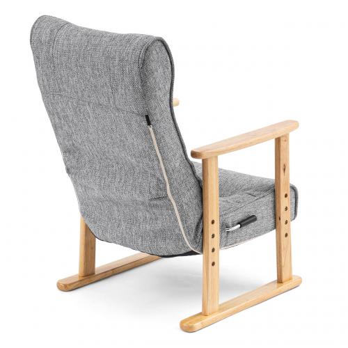 リクライニング高座椅子 肘掛け ランバーサポートつき レバー式