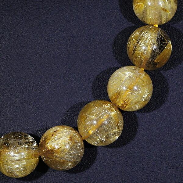 ゴールドルチルクォーツ ブレスレット 最高級 9A+ グレード 10mm 17.5