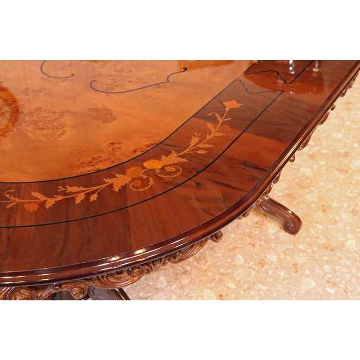 イタリア ダイニングテーブル 173cm幅 象嵌 楕円形 食卓 6人用 4人用