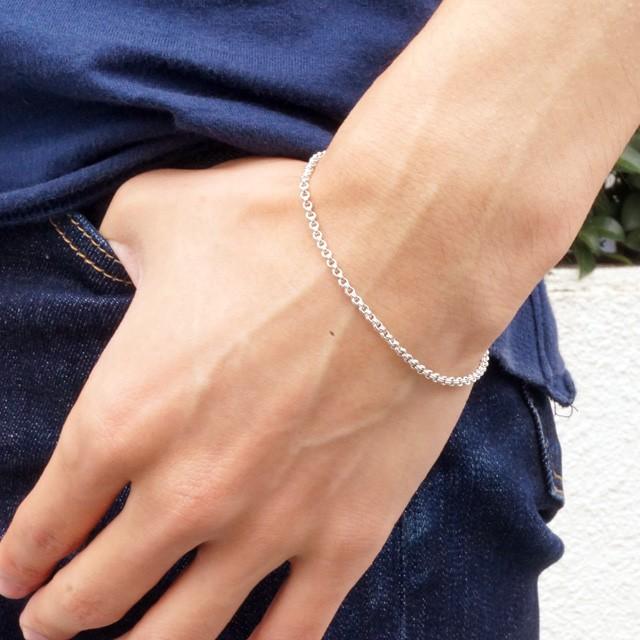 シルバー925 アズキチェーンブレスレット 2重 あずき メンズ