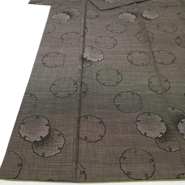 本場大島紬 着物 リサイクル 正絹 大島紬 泥染め 7マルキ こげ茶 雪輪