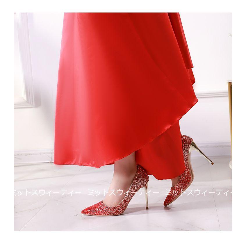 ウエディングシューズ レディース靴 レッド フォーマルパンプス 花嫁