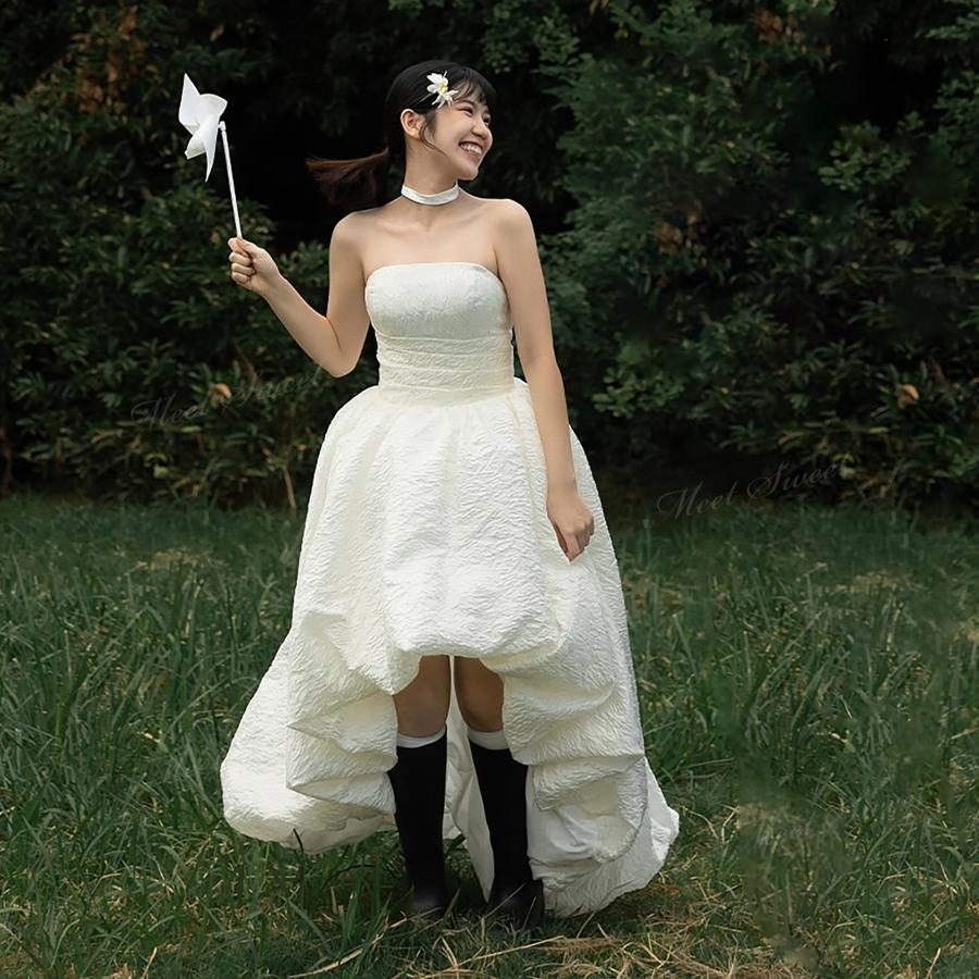 ウェディングドレス ミニ ショート丈 ミニドレス バルーン 二次会 結婚