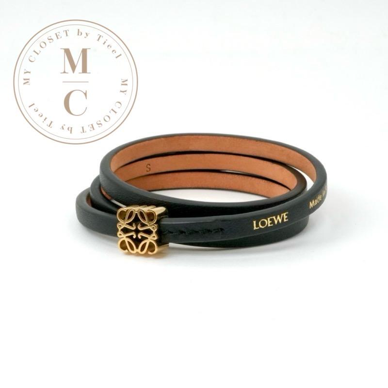 LOEWE（ロエベ） ブレスレット バングル カフ ブラック ゴールド