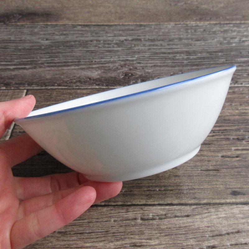 サラダボウル 小鉢 食器 ブルーライン ホーロー風 中鉢 白い食器