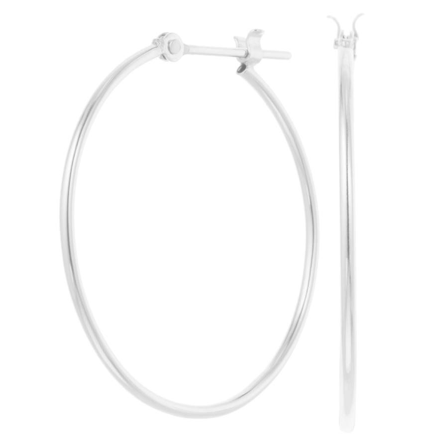 フープピアス K14WG 14金 ホワイトゴールド 華奢 ビッグフープ 大きめ